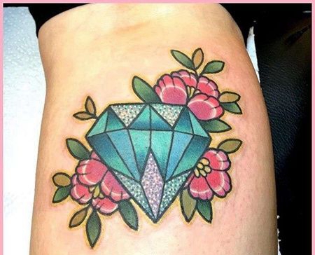 New School小腿宝石纹身图案