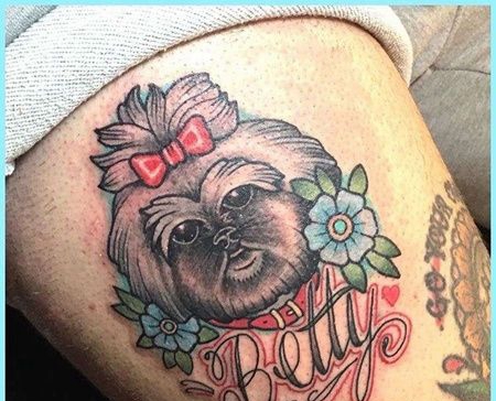 New School大腿狗纹身图案