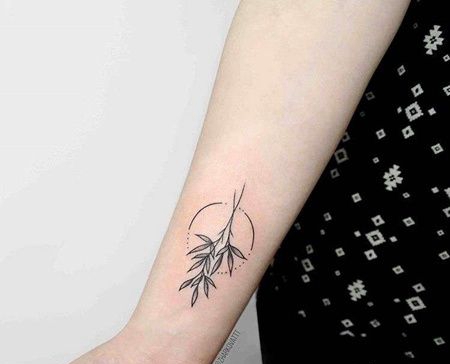 小清新小臂叶子纹身图案