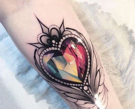 水彩小腿宝石纹身图案