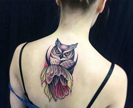 New School后背猫头鹰纹身图案