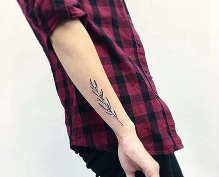 New School小臂叶子纹身图案