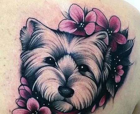 New School前胸狗纹身图案