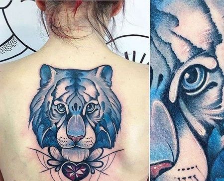 New School后背老虎纹身图案