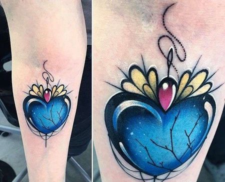 New School小臂心纹身图案