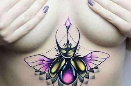 New School腹部甲虫纹身图案