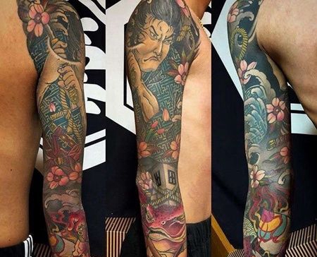 日式胳膊武士青蛙纹身图案