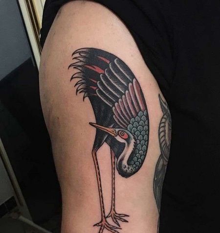 Old School大臂鹤纹身图案