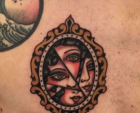 Old School前胸镜子纹身图案