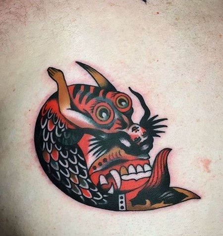 Old School前胸美人鱼纹身图案