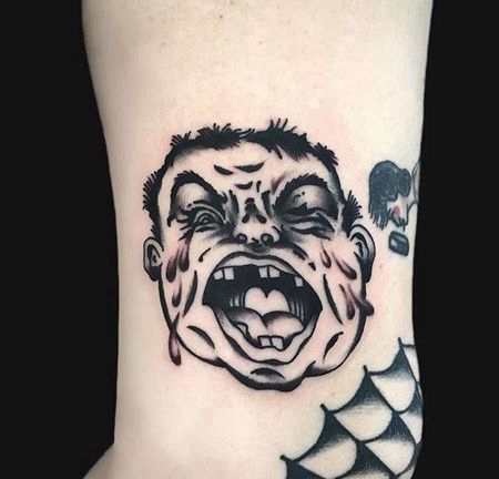 Old School大腿娃娃纹身图案