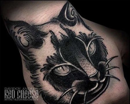 New School手背猫纹身图案