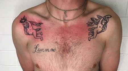 锁骨天使恶魔纹身图案