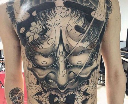 新传统前胸腹部般若纹身图案