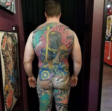 日式后背不动明王龙纹身图案