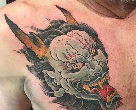 New School前胸夜叉纹身图案