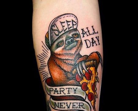 Old School小臂树懒纹身图案