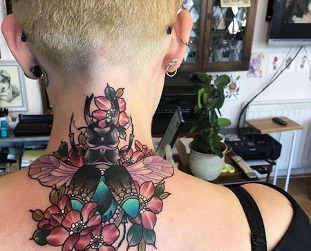 New School后肩甲虫纹身图案