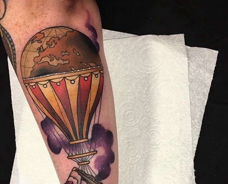 New School小臂热气球纹身图案
