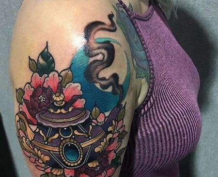 New School大臂茶壶纹身图案