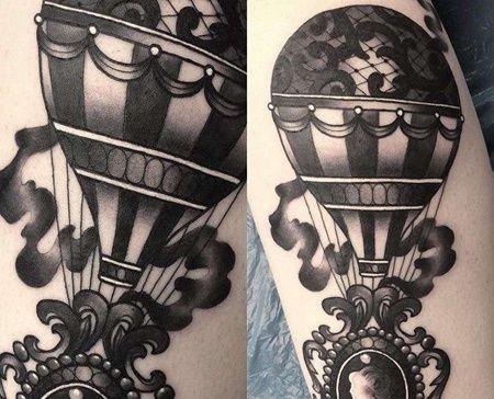 New School大臂热气球纹身图案