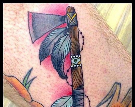 New School小腿斧头纹身图案