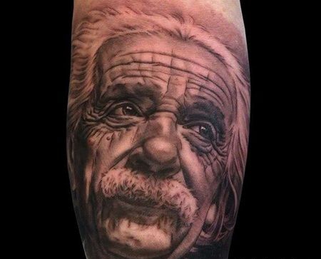 写实小腿爱因斯坦纹身图案