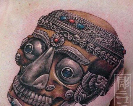 新传统前胸嘎巴拉纹身图案