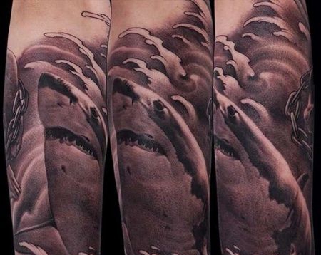 写实小臂鲨鱼纹身图案
