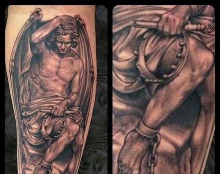 新传统小臂恶魔纹身图案