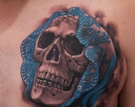 写实前胸骷髅纹身图案