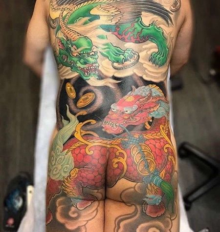 日式后背貔貅纹身图案
