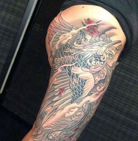 新传统大腿凤凰纹身图案