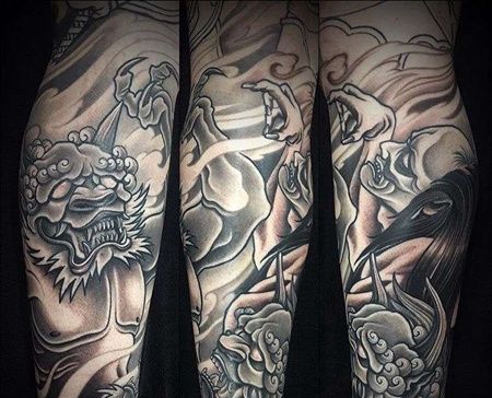 新传统小臂夜叉纹身图案
