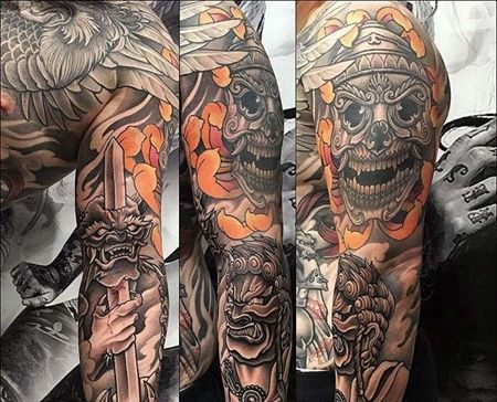 新传统胳膊嘎巴拉不动明王纹身图案