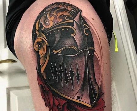 New School大腿盔甲纹身图案