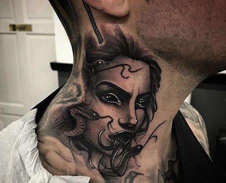 New School脖子女人纹身图案