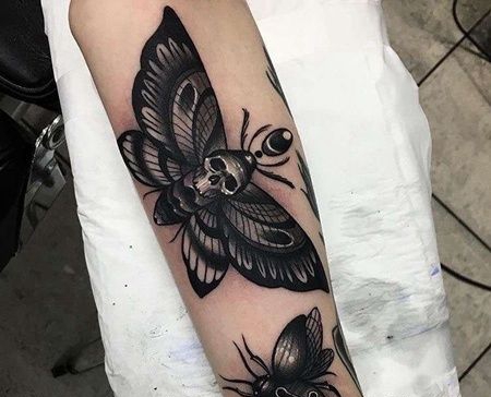 New School小臂甲虫蛾子纹身图案