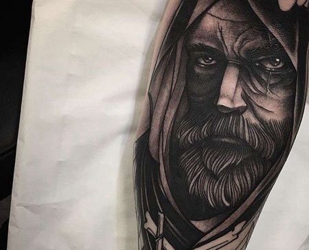 New School小臂老人纹身图案