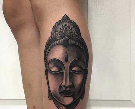 New School小腿佛纹身图案