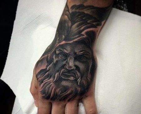 New School手背人像纹身图案