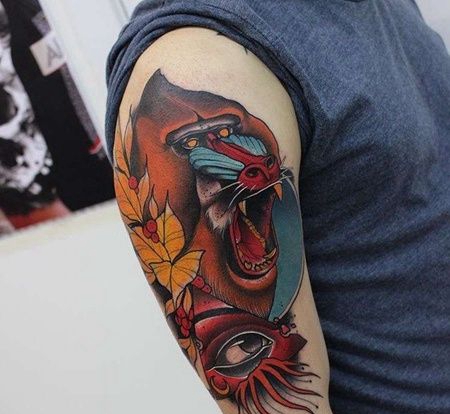 New School大臂狒狒纹身图案