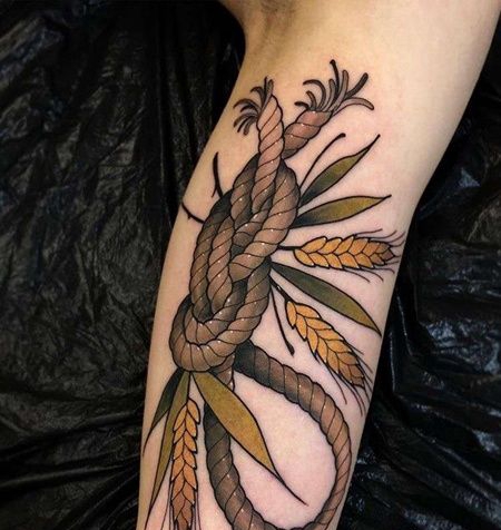 New School小腿绳索纹身图案