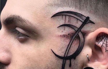 Old School头部镰刀纹身图案