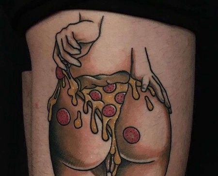 New School大腿纹身图案