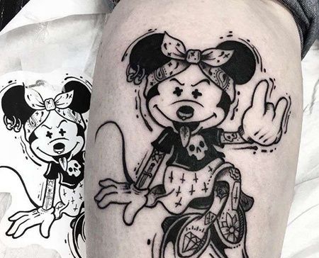 卡通大腿米老鼠纹身图案