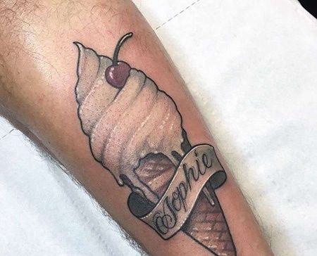 New School小腿冰淇淋纹身图案