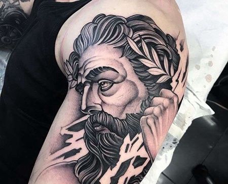 New School大臂手宙斯纹身图案