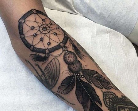 New School小臂捕梦网纹身图案