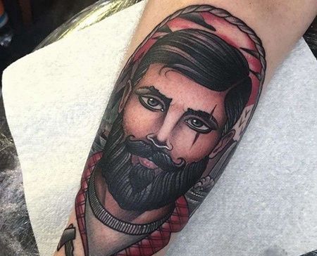 New School小臂人像纹身图案